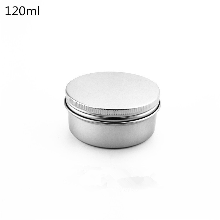 120ml 4oz Silver cosmetic aluminum jar with screw thread cap,120g candy jar
