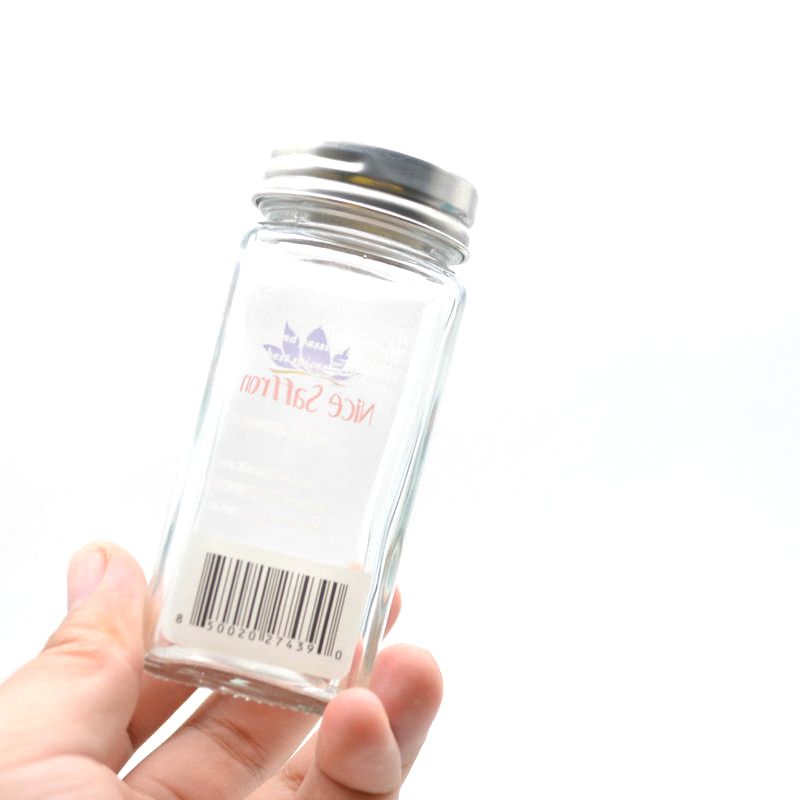 120ml 4oz Square seasoning empty glass Spice Jars with airtight silver Lids Shaker tops