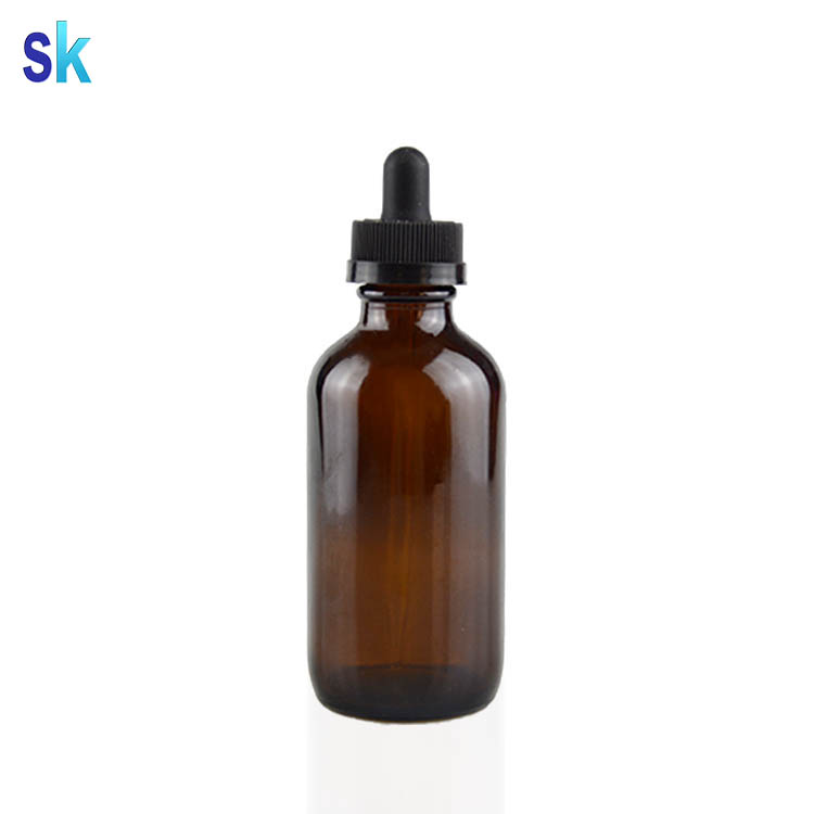 120ml 4oz boston round amber glass dropper bottle