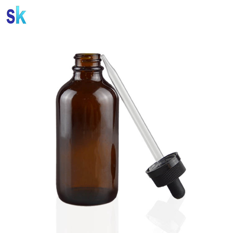 120ml 4oz boston round amber glass dropper bottle
