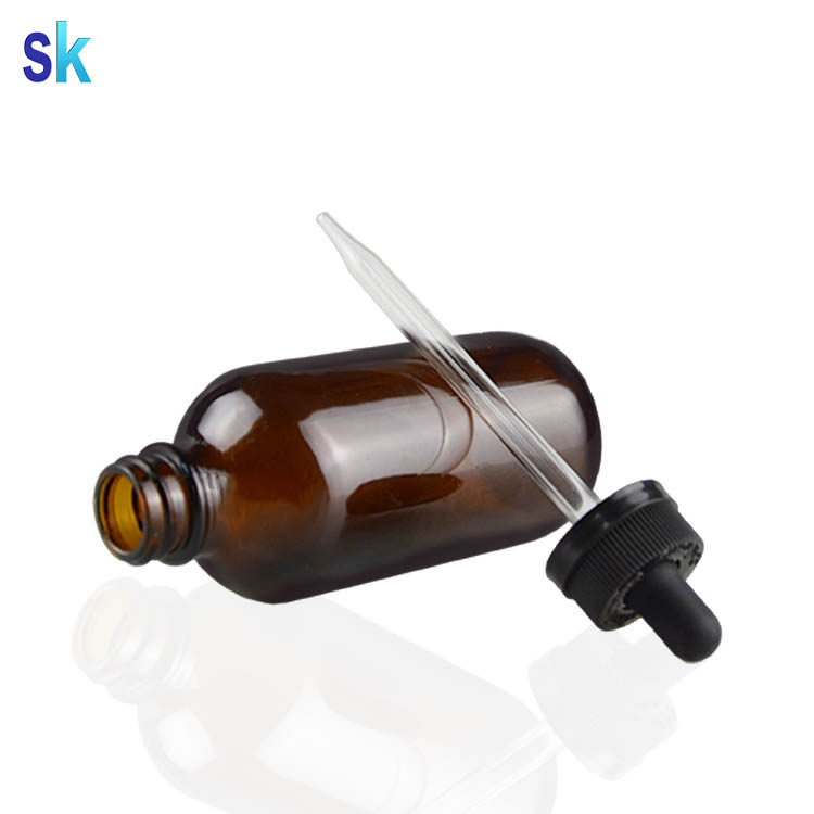 120ml 4oz boston round amber glass dropper bottle