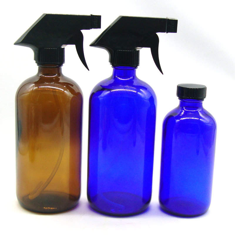 120ml 4oz clear amber blue boston round glass bottle with pump