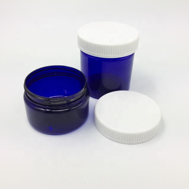 120ml/4oz cosmetic jar Cobalt Blue With White Child Proof Cap 70mm