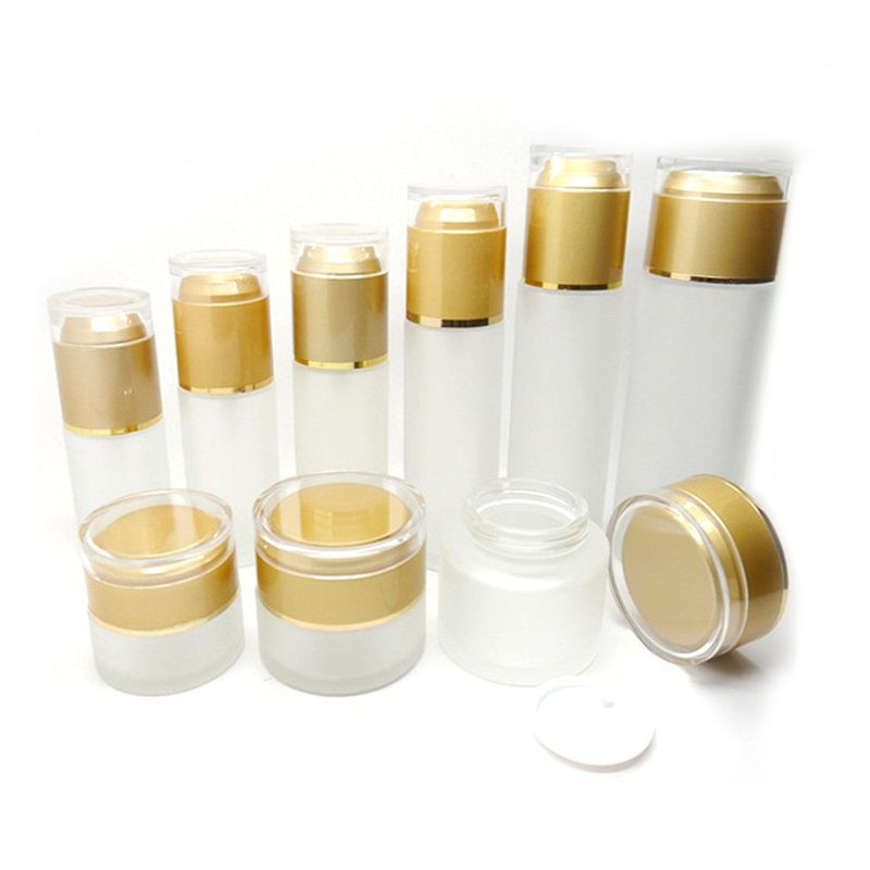 120ml 50g 100g Facial cream Cosmetic lotion scrub frosted glass cosmetics jars and bottle set