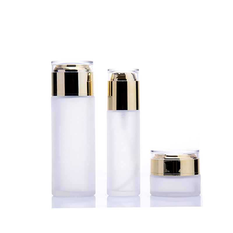 120ml 50g 100g Facial cream Cosmetic lotion scrub frosted glass cosmetics jars and bottle set