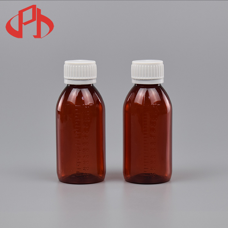 120ml Amber plastic medicine liquid bottle pharma cough syrup bottles