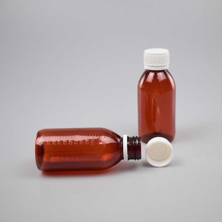 120ml Amber plastic medicine liquid bottle pharma cough syrup bottles
