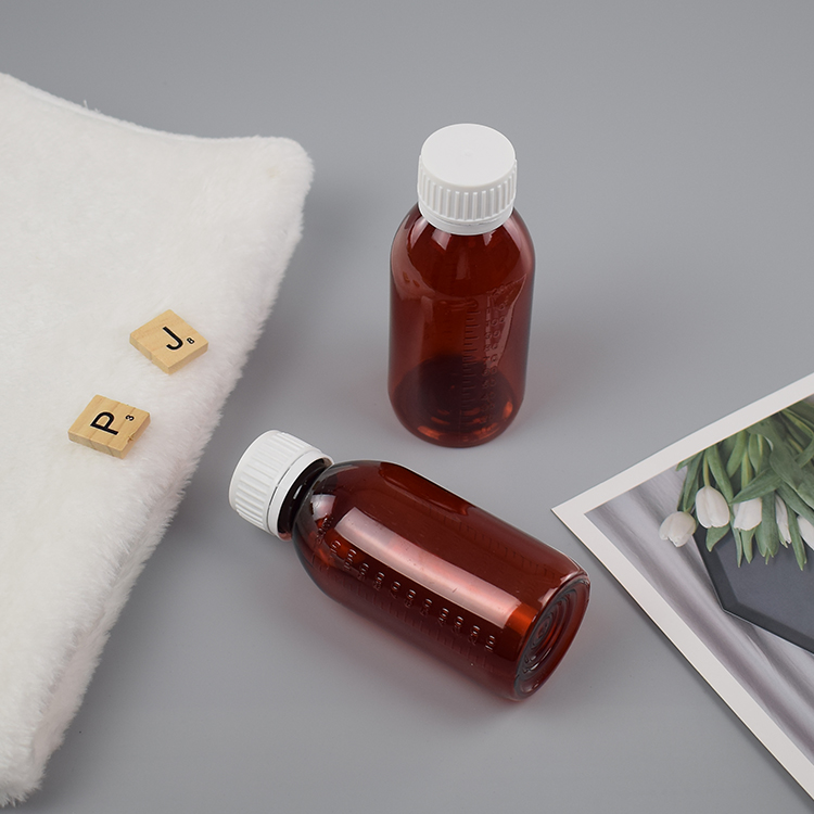 120ml Amber plastic medicine liquid bottle pharma cough syrup bottles