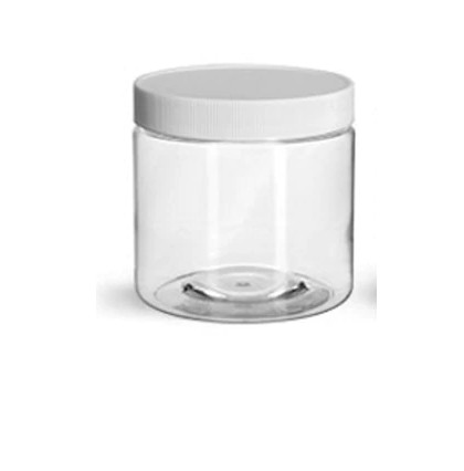 120ml Clear Pet Plastic Straight Sided Jar with White Ribbed Lids Storage Jars