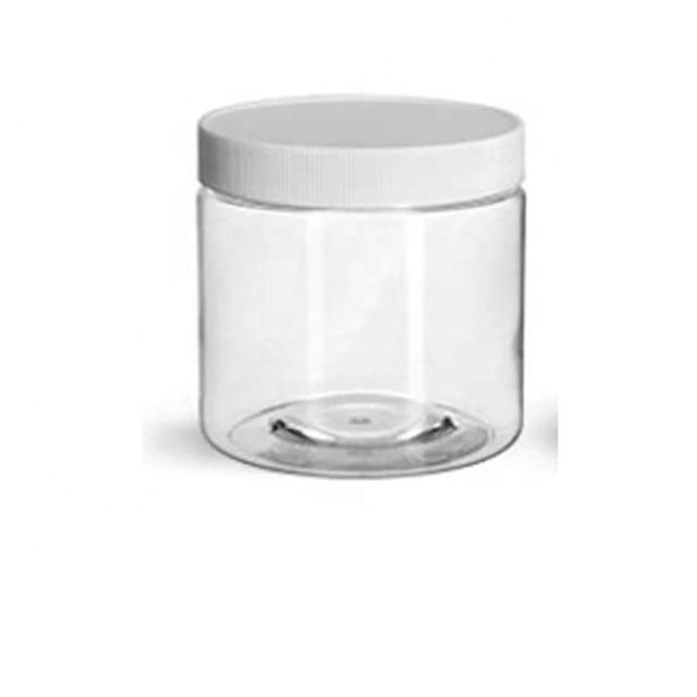 120ml Clear Pet Plastic Straight Sided Jar with White Ribbed Lids Storage Jars