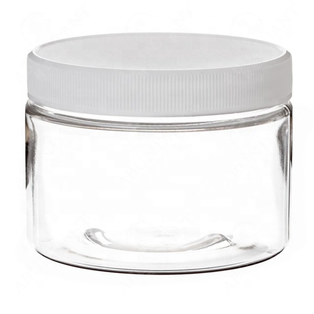 120ml Clear Pet Plastic Straight Sided Jar with White Ribbed Lids Storage Jars