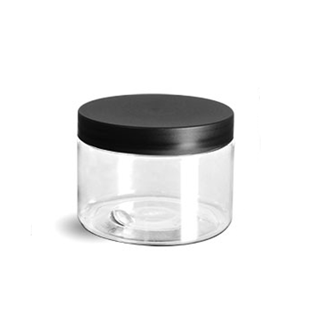 120ml Clear Pet Plastic Straight Sided Jar with White Ribbed Lids Storage Jars