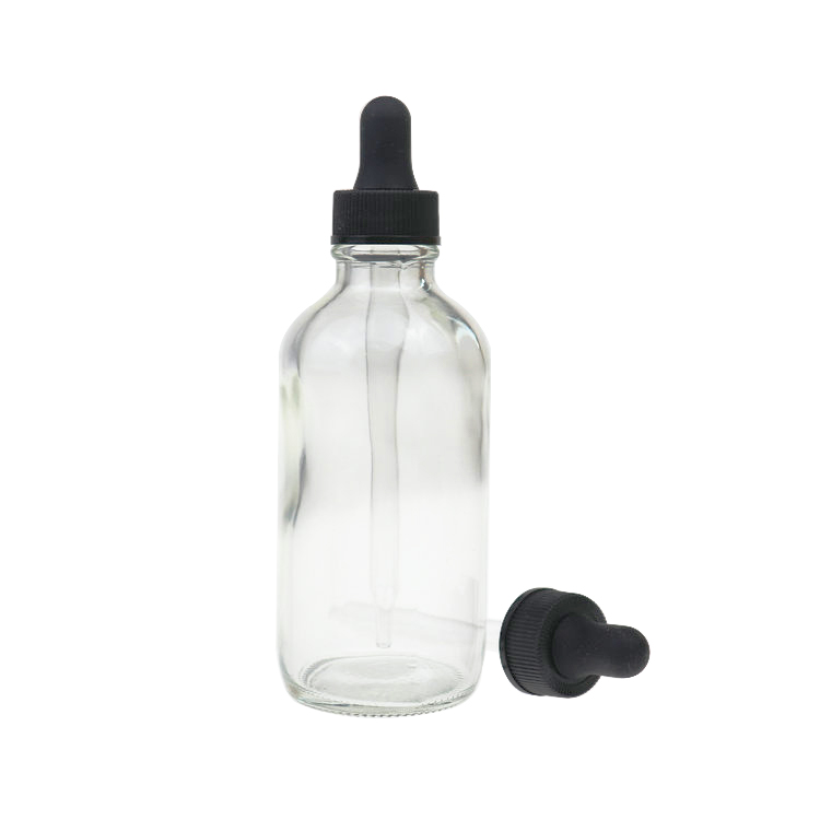 120ml Flint 24mm Euro Dropper Style Essential oil clear Boston Round Glass Bottle