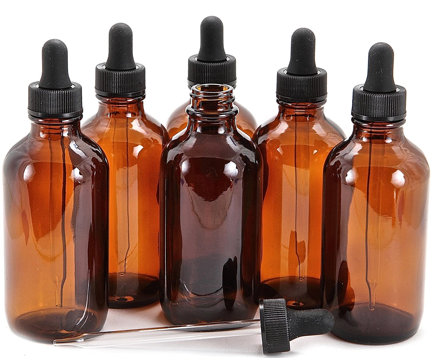 120ml Glass Bottles Essential Oils Dropper Amber Boston Round Bottles