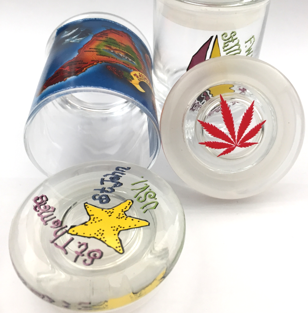 120ml Hemp Glass Jars with Custom Spray Color Jars 90ml Storage Herb Transparent Clear