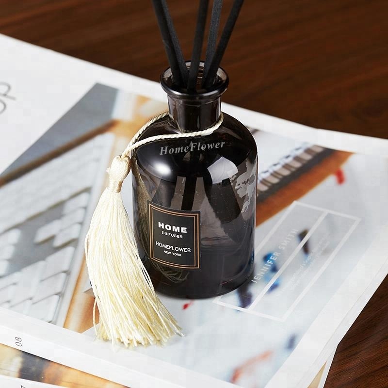 120ml Rubber Stopper Amber Color Reed Diffuser Glass Bottle with Tassel