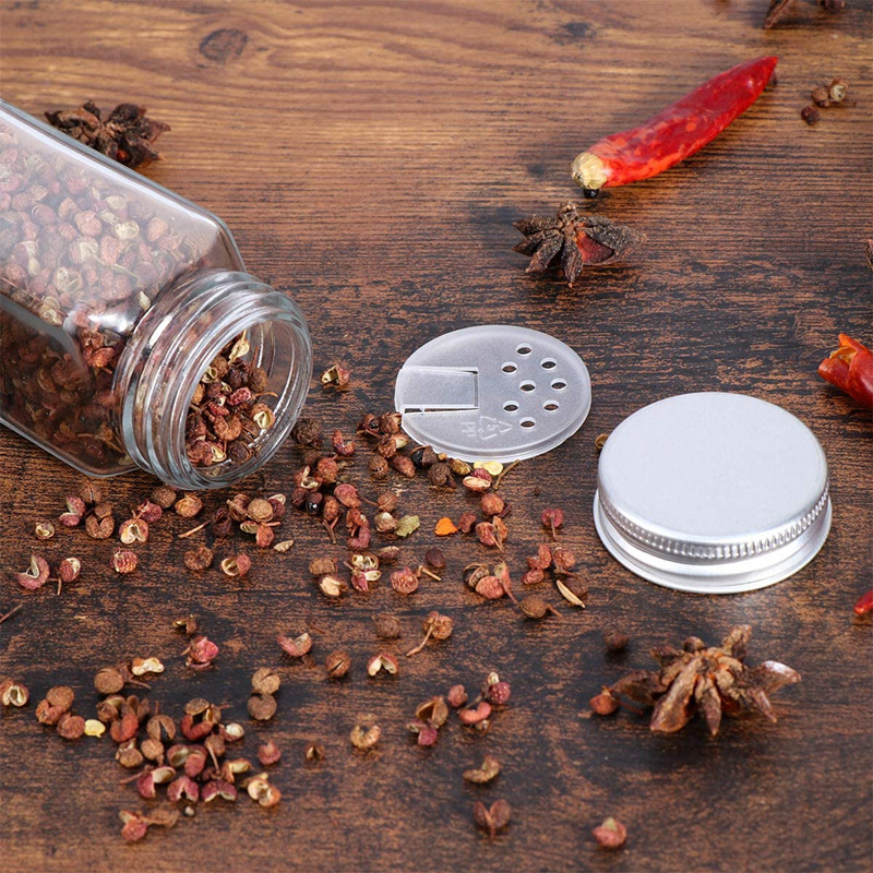 120ml Square Clear Glass Jars With Metal Lids Kitchen Spice Canister Spice Glass Containers