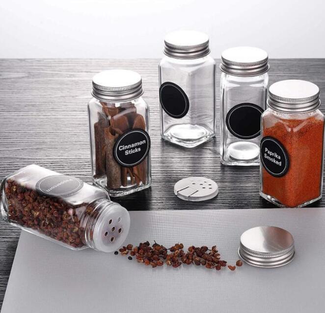 120ml Square Clear Glass Jars With Metal Lids Kitchen Spice Canister Spice Glass Containers