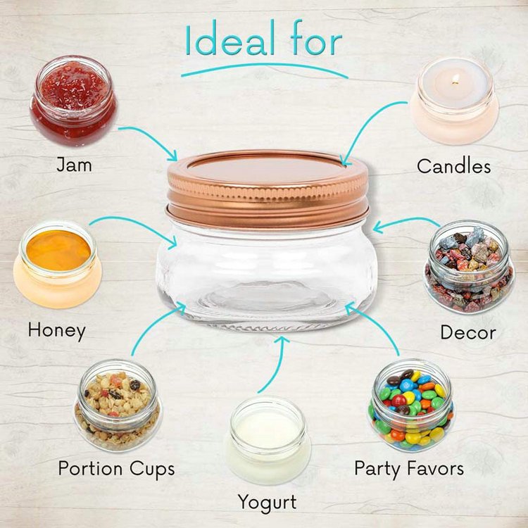 120ml Storage Honey Candy Glass Mason Jars Mini 4 oz with Tinplate Split Lids