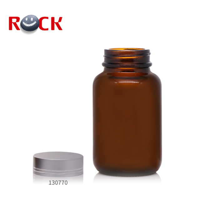 120ml  amber glass wide mouth round bottler pill/medicine bottle with aluminum screw cap