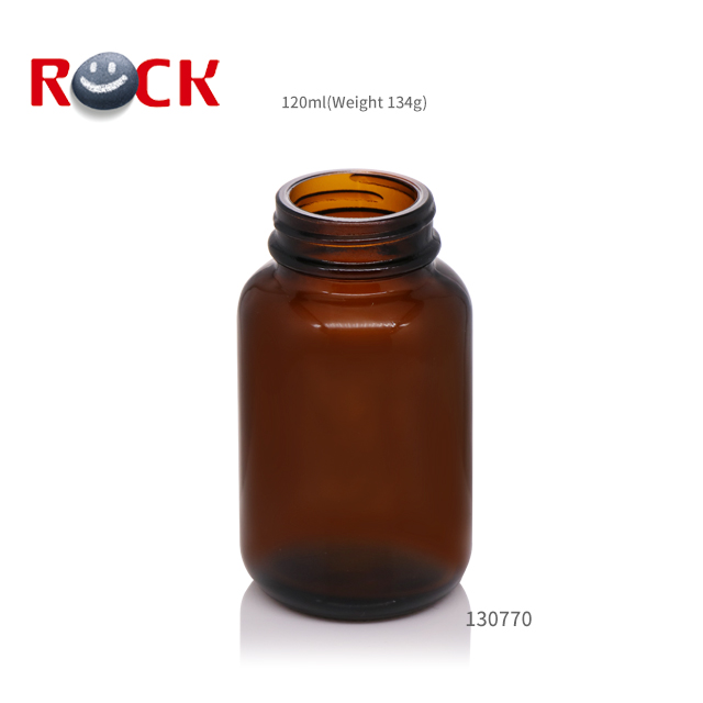 120ml amber glass wide mouth round bottler pill/medicine bottle with aluminum screw cap