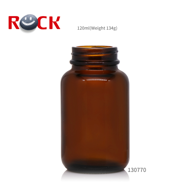 120ml amber glass wide mouth round bottler pill/medicine bottle with aluminum screw cap