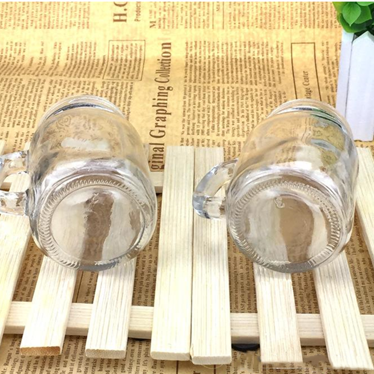 120ml clear glass drinking jar spice mason jar with handle and metal lid