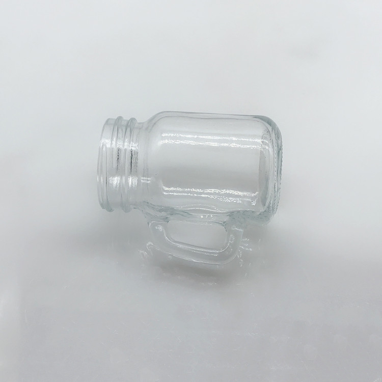 120ml clear glass drinking jar spice mason jar with handle and metal lid