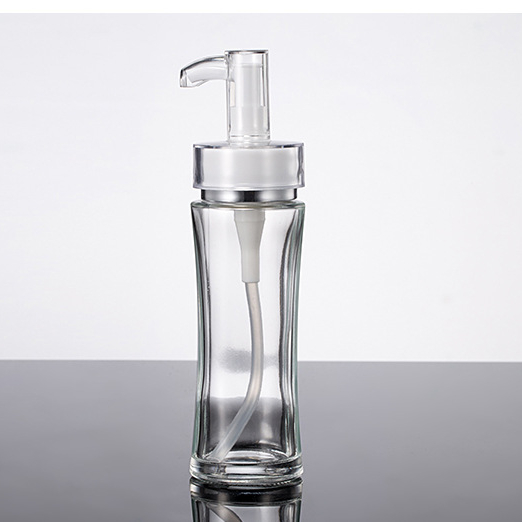 120ml cosmetic pump glass bottles with white color for gold cap