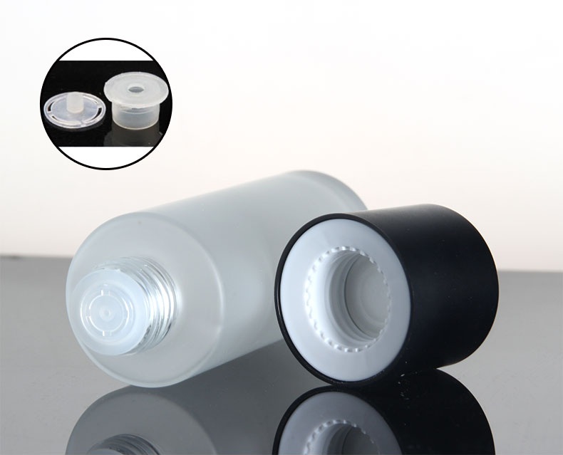 120ml frosted toner bottle plug black cap glass facial toner bottle