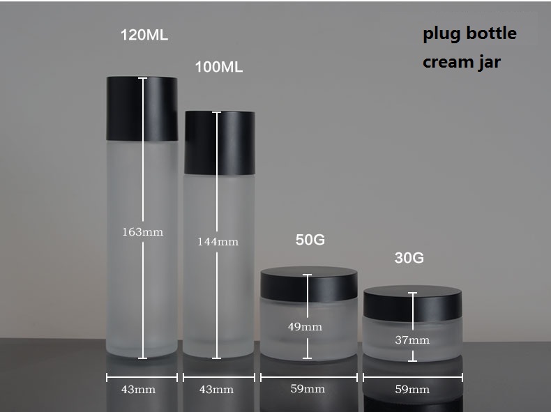 120ml frosted toner bottle plug black cap glass facial toner bottle