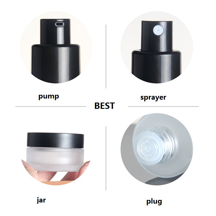 120ml frosted toner bottle plug black cap glass facial toner bottle