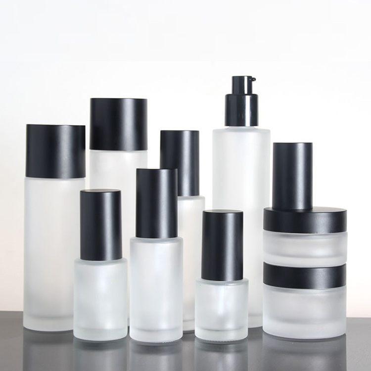 120ml frosted toner bottle plug black cap glass facial toner bottle