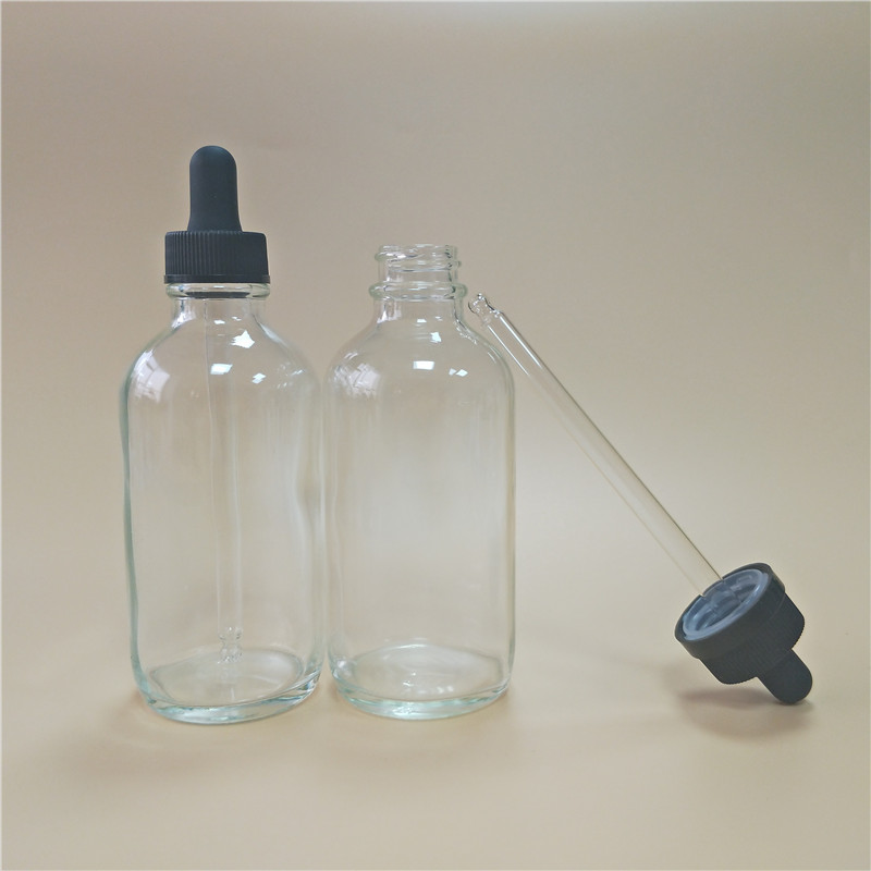 120ml high quality clear glass bottle dropper 4oz clear glass bottles with screw cap boston round glass dropper bottles 4oz