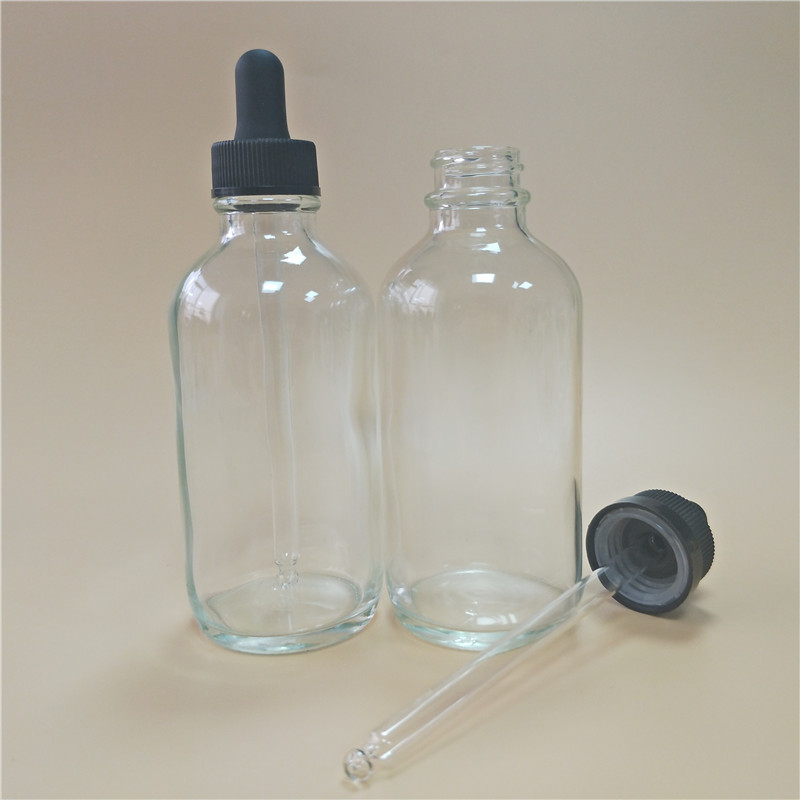 120ml high quality clear glass bottle dropper 4oz clear glass bottles with screw cap boston round glass dropper bottles 4oz
