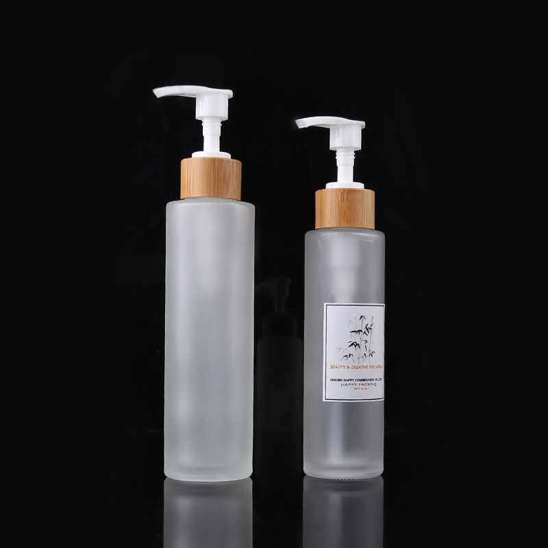 120ml matte frosted glass bottle cosmetic packaging with lotion pump
