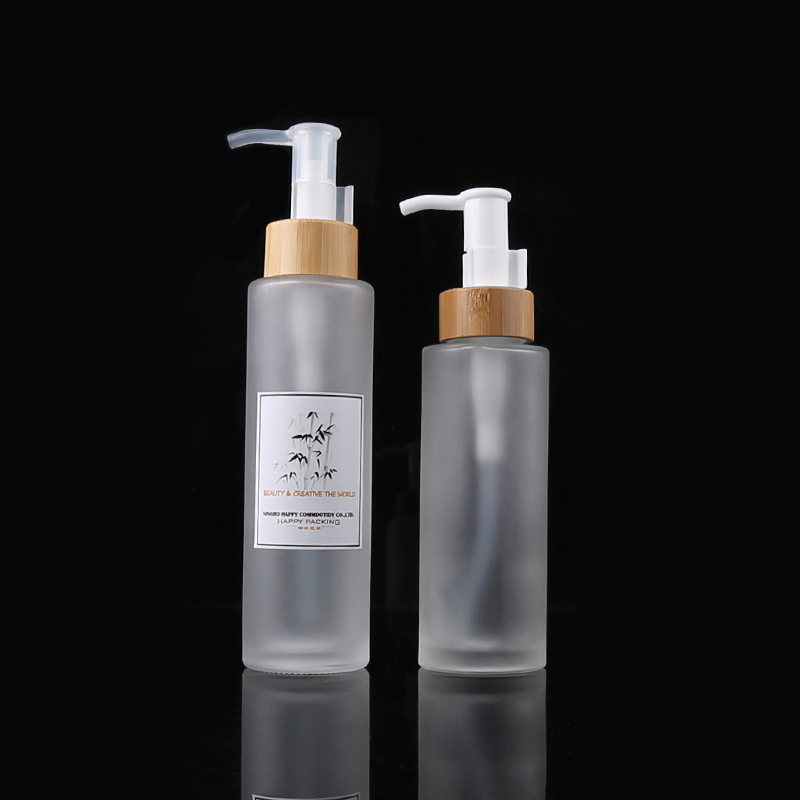 120ml matte frosted glass bottle cosmetic packaging with lotion pump
