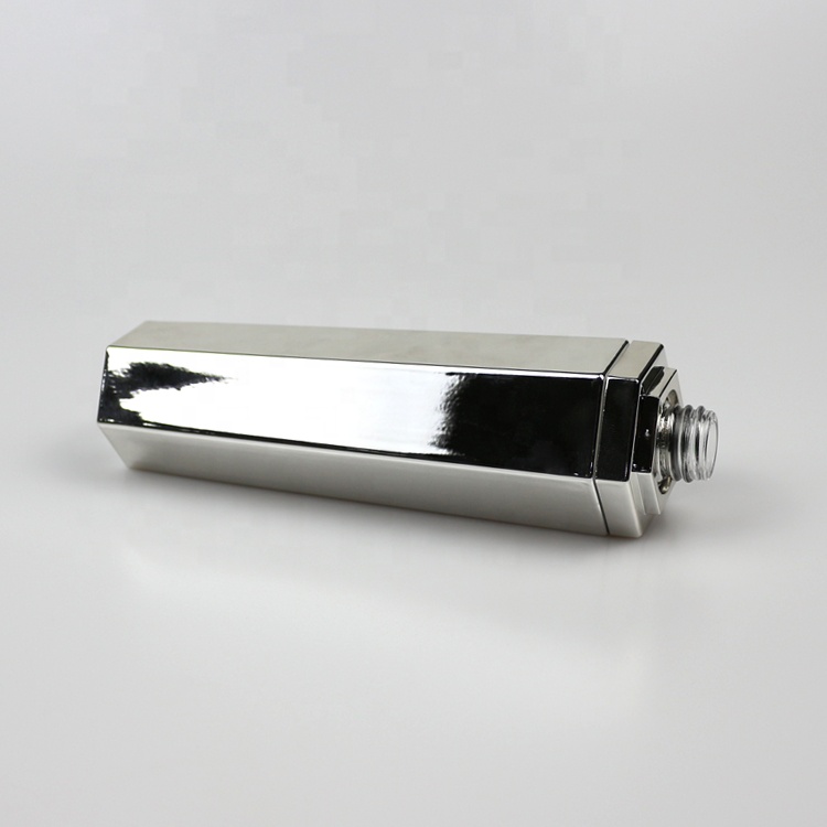 120ml mirror-like silver glass spray hexagon bottle with clear top