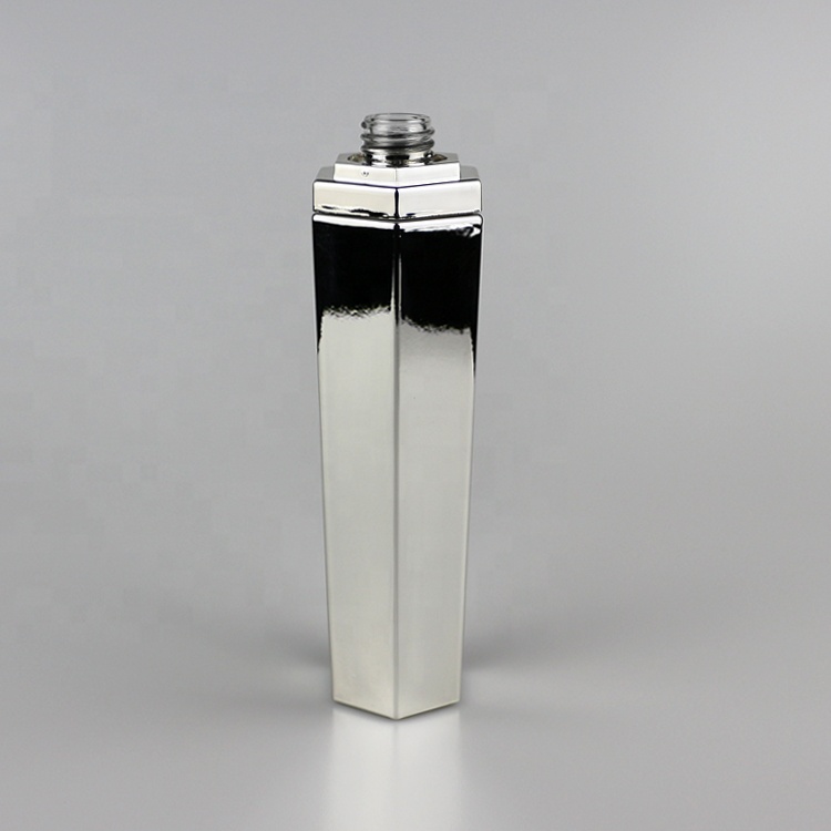 120ml mirror-like silver glass spray hexagon bottle with clear top