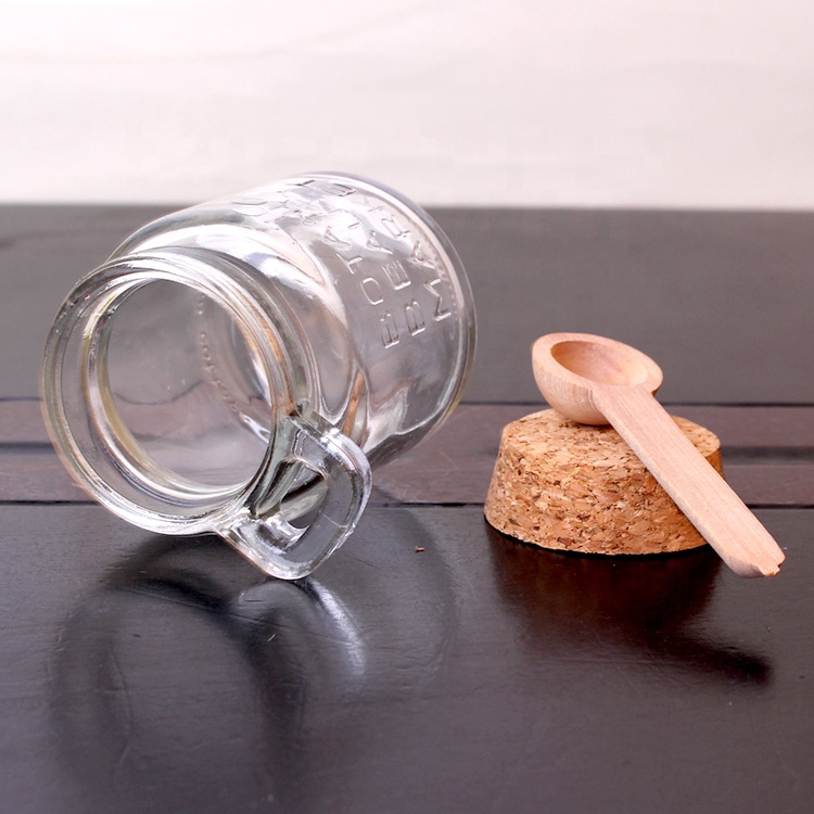 120ml round glass spice storage bottle with cork and Wooden spoon