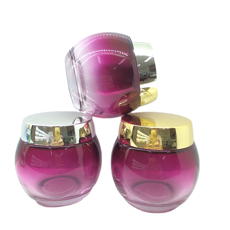 120ml  round purple luxury empty cosmetic containers glass cream packaging jar
