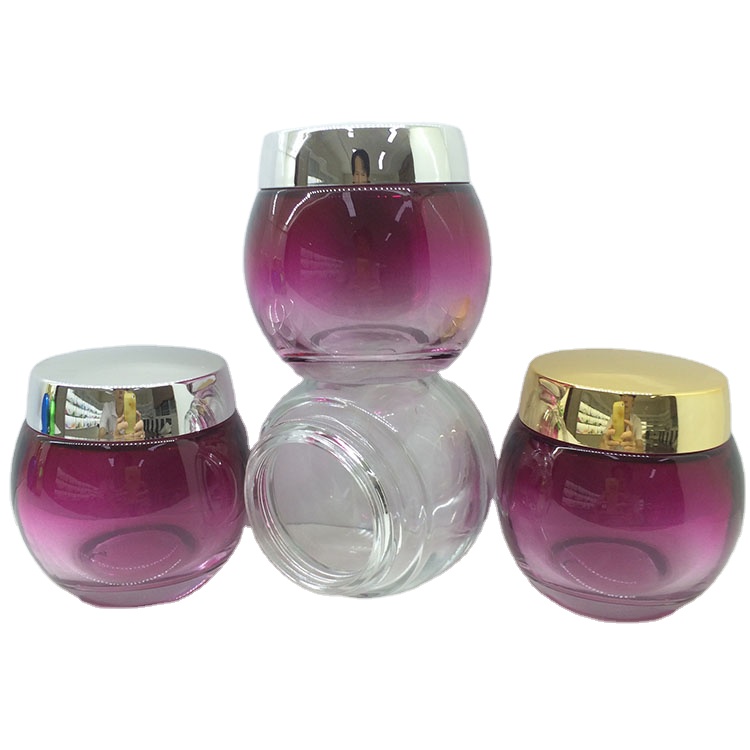 120ml round purple luxury empty cosmetic containers glass cream packaging jar