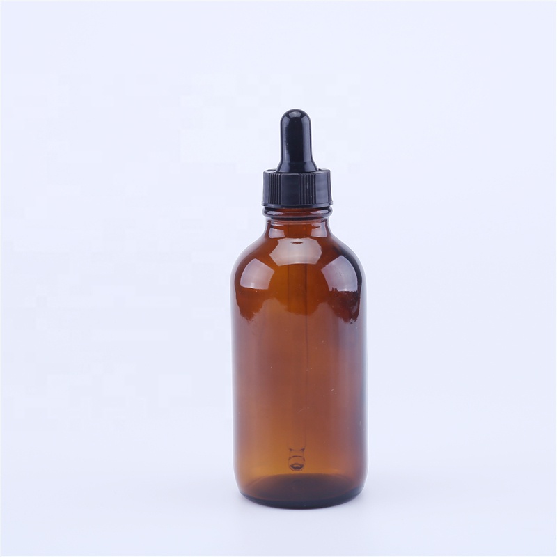 120ml serum Boston round glass bottle amber essential oil glass bottles 4oz glass dropper e liquid bottles