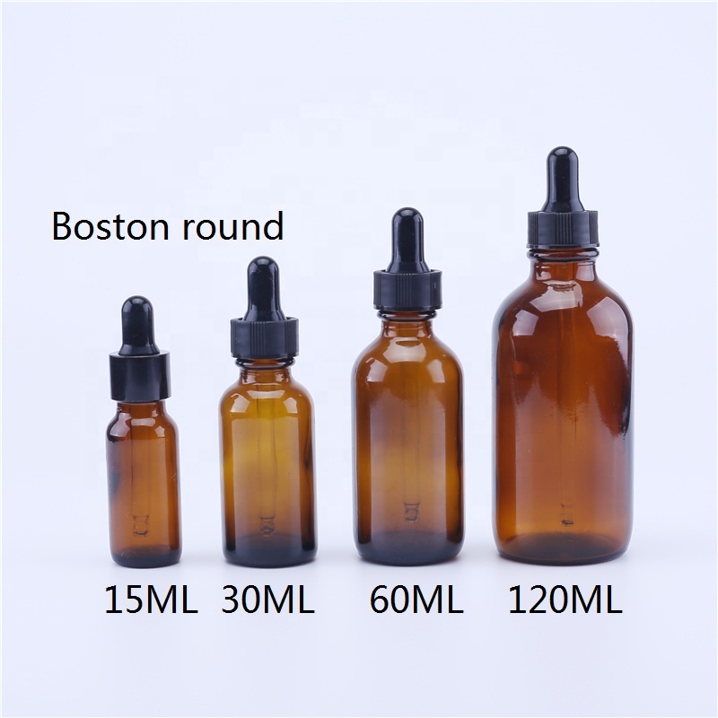 120ml serum Boston round glass bottle amber essential oil glass bottles 4oz glass dropper e liquid bottles