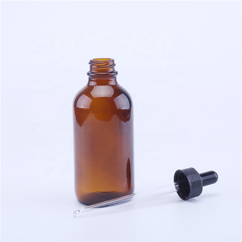 120ml serum Boston round glass bottle amber essential oil glass bottles 4oz glass dropper e liquid bottles