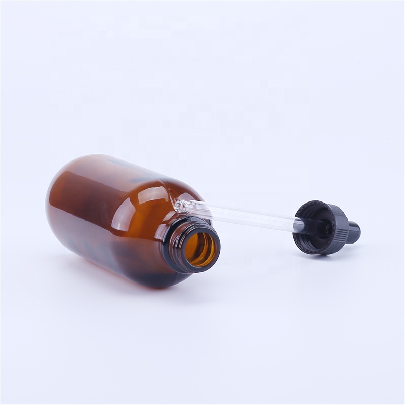 120ml serum Boston round glass bottle amber essential oil glass bottles 4oz glass dropper e liquid bottles
