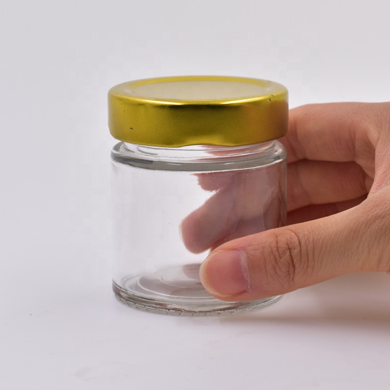 120ml transparent round screw top bee honey jar jam jars hot sauce food storage container glass bottles with metal lids