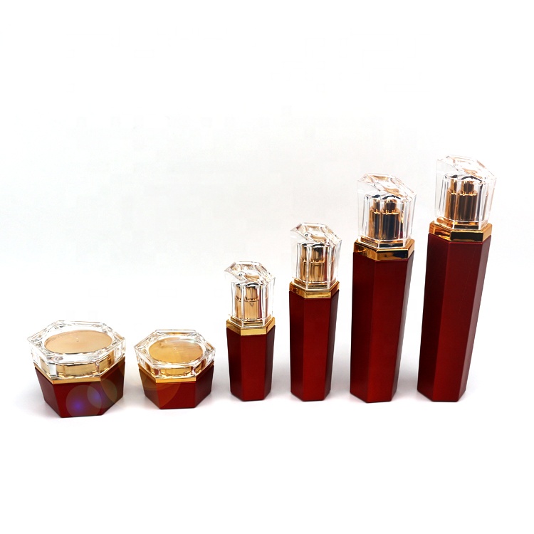 120ml100ml90ml60ml20g30g50g Best-selling Red Glass Perfume Bottle and Face Cream Jar Suit Lotion Packaging Bottle Glass bottles