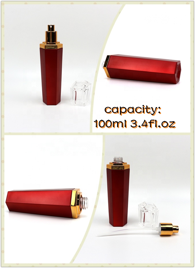 120ml100ml90ml60ml20g30g50g Best-selling Red Glass Perfume Bottle and Face Cream Jar Suit Lotion Packaging Bottle Glass bottles