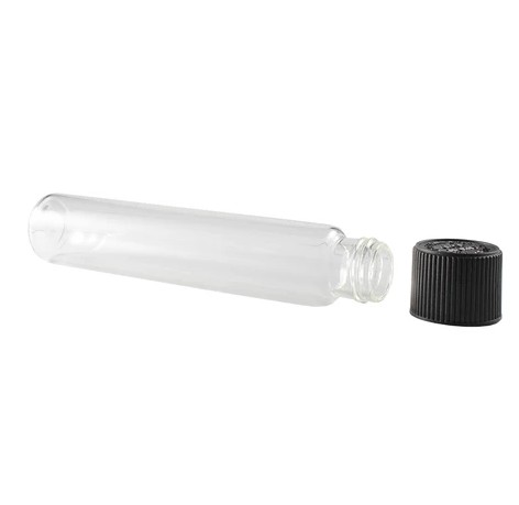 120mm Child Resistant Clear Glass Tube w/Black CR cap 400 Count